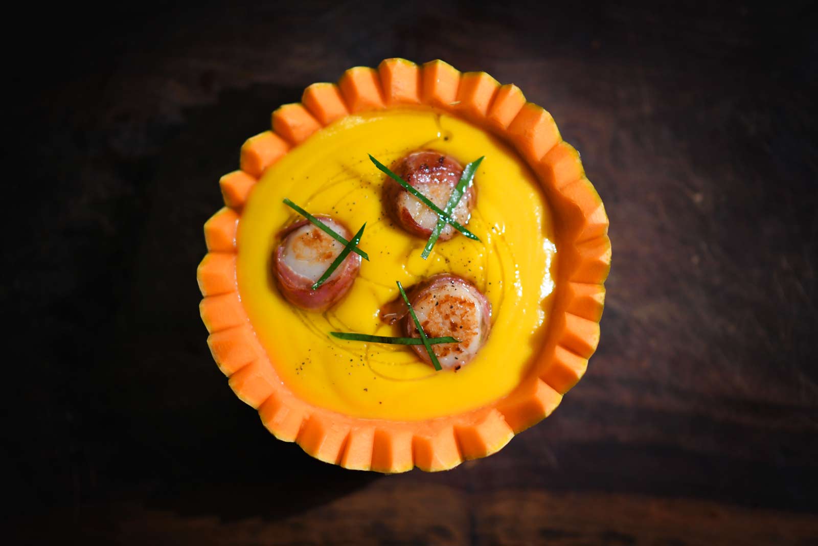 Crema di Zucca, Capesante e Speck