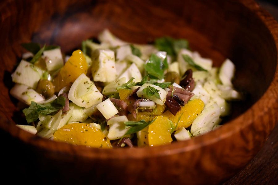 Insalata di Finocchi e Arance con Olive Taggiasche e Alici del Cantabrico