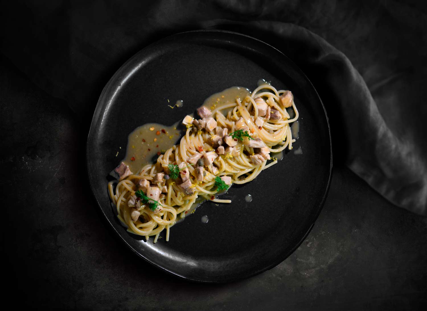 Spaghetti con Ricciola e Limone