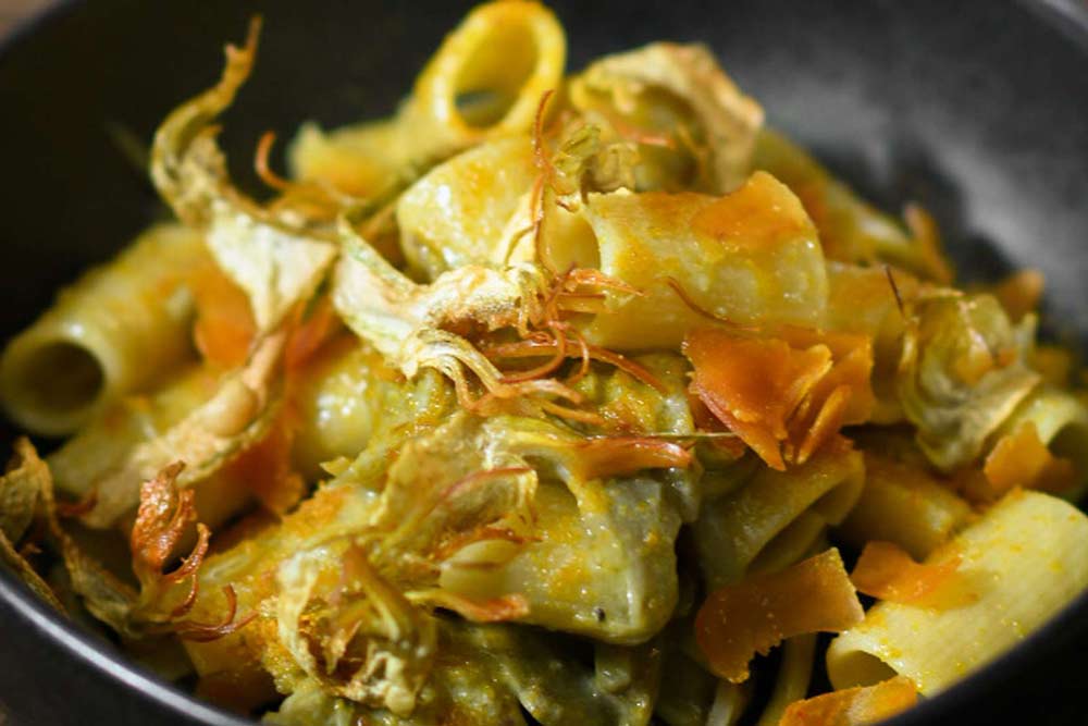 Mezze Maniche Carciofi e Bottarga