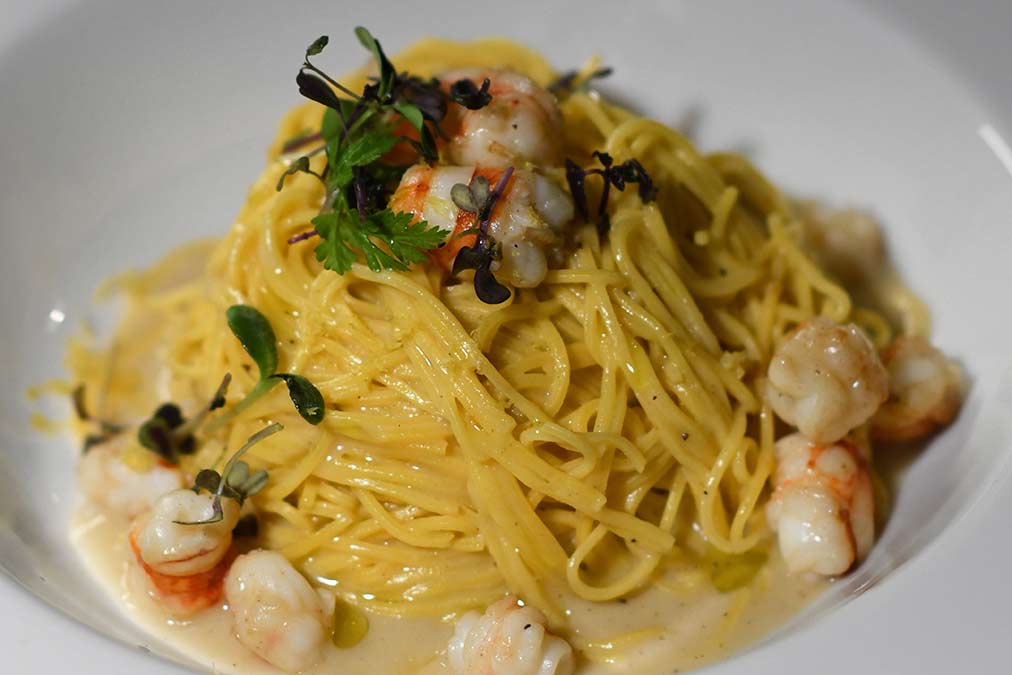 Tagliolini al Limone, Gamberi e Pecorino
